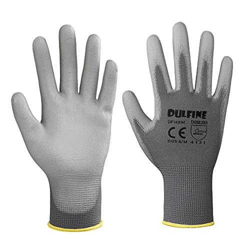 Safety Work Gloves for Men & Women 12 Pairs (Grey / Small)