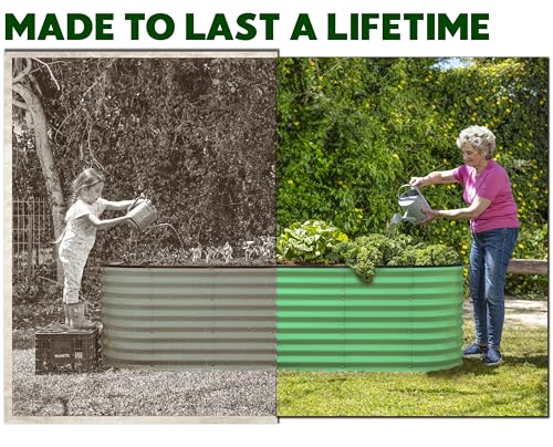 Galvanized Raised Garden Beds Outdoor (Light Green / 8×2×2 Ft)