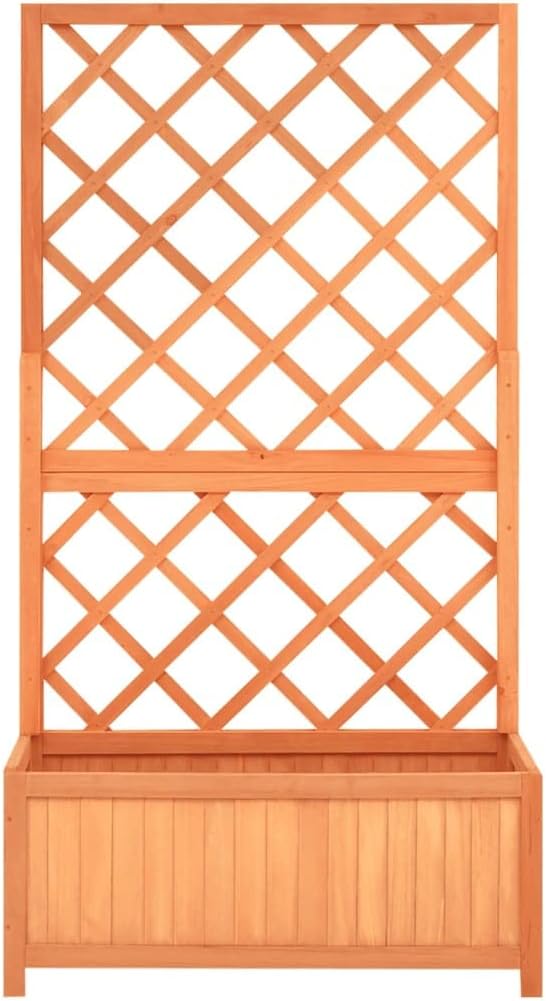 Garden Trellis Planter, Patio planters Raised Flower Bed Gardening Box Standing Planter Suitable for Corridor Orchard Nursery Courtyard Brown 27.6"x11.8"x53.1" Solid Firwood