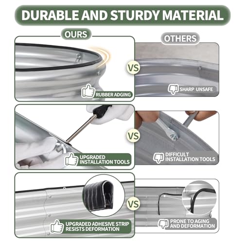 Galvanized Raised Garden Bed Outdoor (Silver / 4×2×1ft（4pcs）)