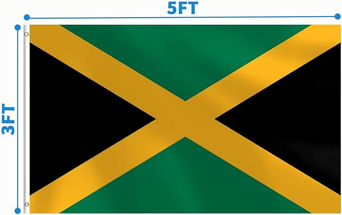 Jamaican Flag 3x5 FT Heavy Duty Jamaica Flag Double Stitched Vivid Color Fade Proof Outdoor Decor With Brass Grommets(Jamaica)