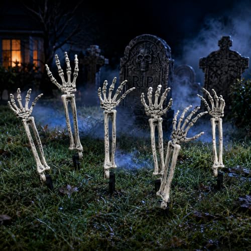 12PC Realistic Skeleton Arm Stakes Halloween Decorations for Lawn Stakes Garden Groundbreaker Halloween Skeleton Decoration (12 Arm Stakes)