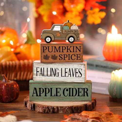 4 Pcs Fall Table Decoration for Home Fall Truck Decor (Pumpkin Truck)