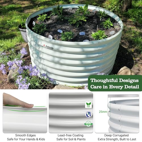 Anleolife 2 Pack 3ft x 24in Round Raised Garden Beds (Round White / 3×2ft Tall)