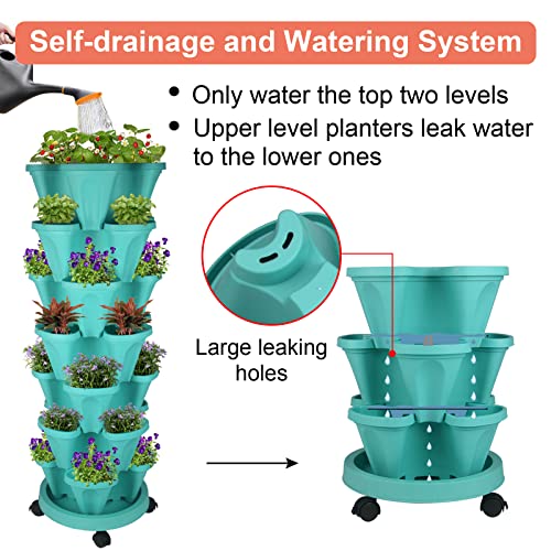 Vertical Planter Tower (Teal / 7 Tier)