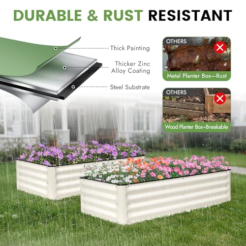 Galvanized Raised Bed (White / 4x2x1FT(2 pack))