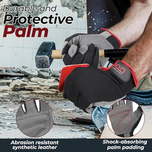 Work Gloves for Men & Women (Black (1 Pair) / Small)