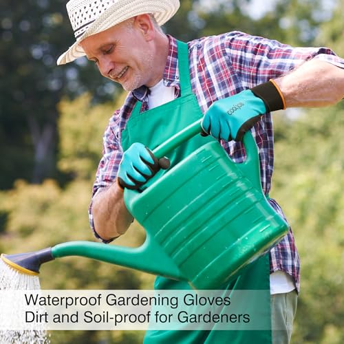 Waterproof Gardening Work Gloves with grip for Women & Men (No Fleece/Blue / Large (Pack of 2))