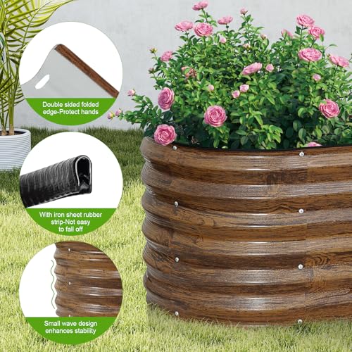 Galvanized Raised Garden Bed (Brown / 8x2x1.4ft(1pcs))