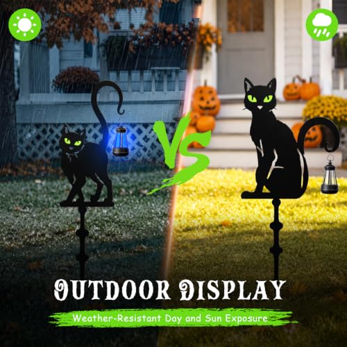 Halloween Black Cat Garden Stakes (Black Cat Solar 4-Pack)