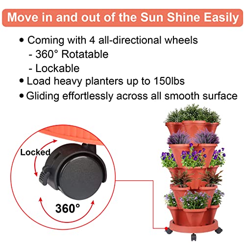 Vertical Planter Tower (Red / 5 Tier)