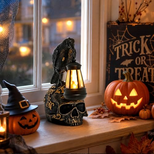 EPOTUE Halloween Solar Raven Skull Lantern (Crow)