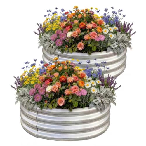 2 Pack 2×2×1ft Galvanized Raised Garden Bed (2×2×1ft（2-Pack） / 1-silver)