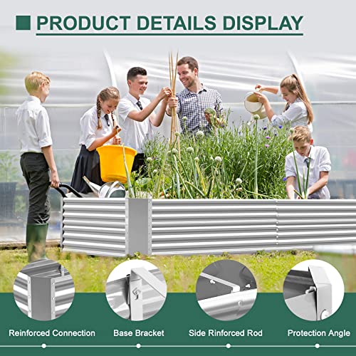 8×4×2 ft Galvanized Raised Garden Bed Kit (8×4×2ft（Rectangular） / 1-silver)
