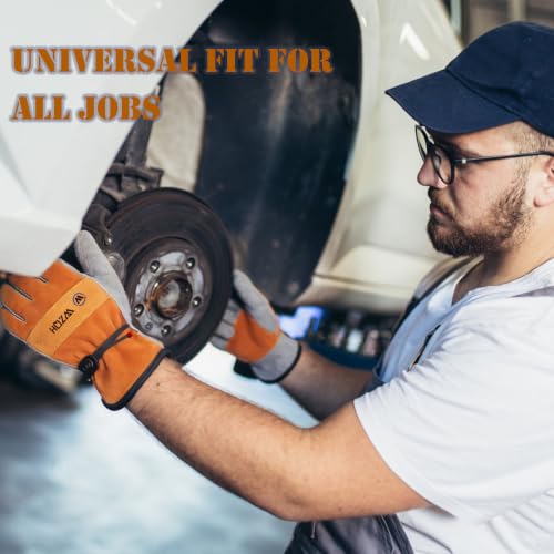 Leather Work Gloves for Men or Women.Gardening (Small (Pack of 1) / Orange - Grey)
