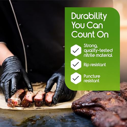 Heavy Duty 6 Mil Nitrile Chemical Resistant Medical Cooking Cleaning Disposable Gloves (Small / Black 6mil Box of 100)