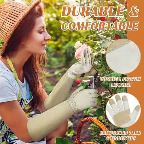 Rose Pruning Gloves for Men Women (Beige / Small (Pack of 1))