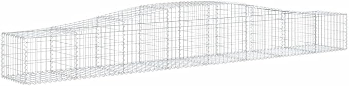 Gabion Basket Set of 9, Silver Galvanized Iron, Large Rectangular Metal Mesh Stone Wall Cage for Outdoor Landscaping, Retaining Walls