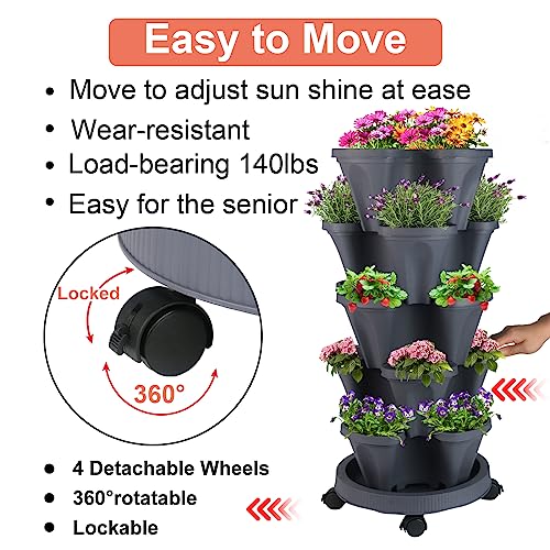 Vertical Planter Tower (Dark Gray / 5 Tier)