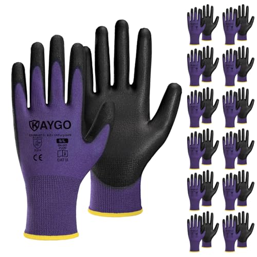 Safety Work Gloves for Men Women (Purple / Large)
