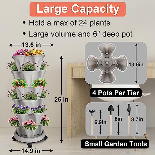 Vertical Planter Tower (Gray / 6 Tier)