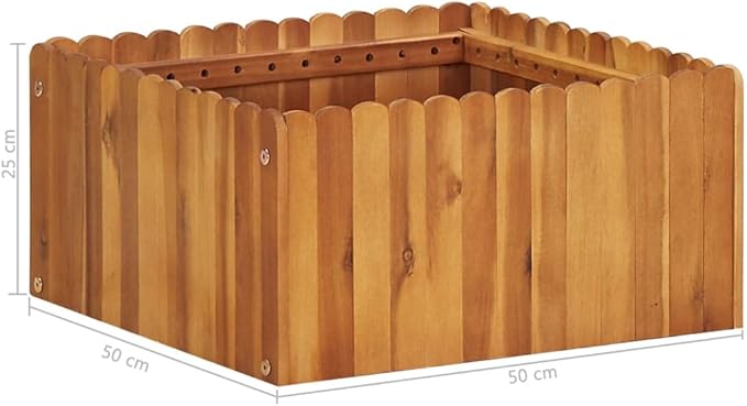 Plant Raised Garden Boxes Outdoor Planting Boxes Garden Raised Bed 19.6"x19.6"x9.8" Solid Acacia Wood Suitable for Vegetables, Lawn, Turf, Yard