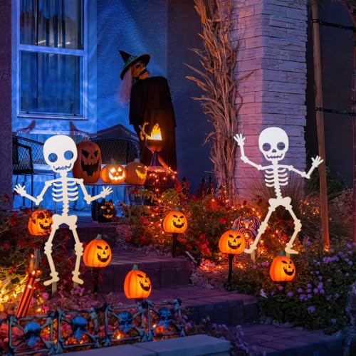 3 Pcs Metal Halloween Decor Outdoor (Skeleton / Bright White)