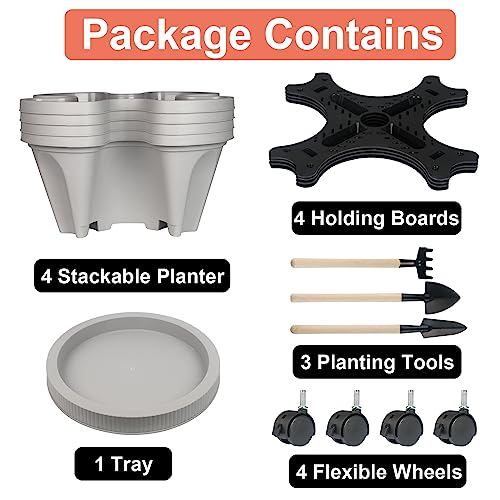 Vertical Planter Tower (Gray / 4 Tier)