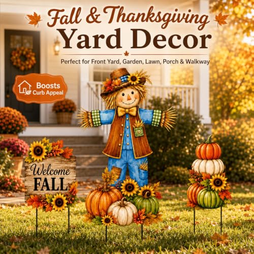 3 Piece Scarecrows for Outside Yard Decor