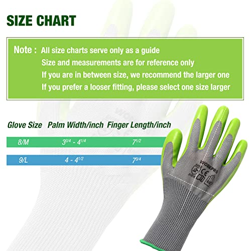 6 Pairs Eco Latex Palm Coated Garden Work Gloves by WORKPRO (Large)