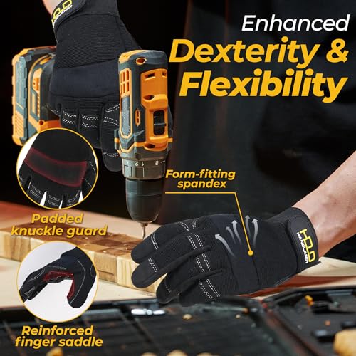 Work Gloves for Men & Women (Deep Black (1 Pair) / X-Large)