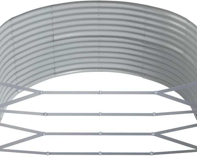 Large Oval Garden Raised Bed, Grey Powder-Coated Steel Planter Box for Outdoor Plants, Durable Raised Beds for Gardening, 83.5 x 55.1 x 26.8 Inch