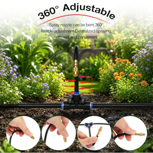 200FT Drip Irrigation System with 360° Adjustable Copper Nozzles (200FT)