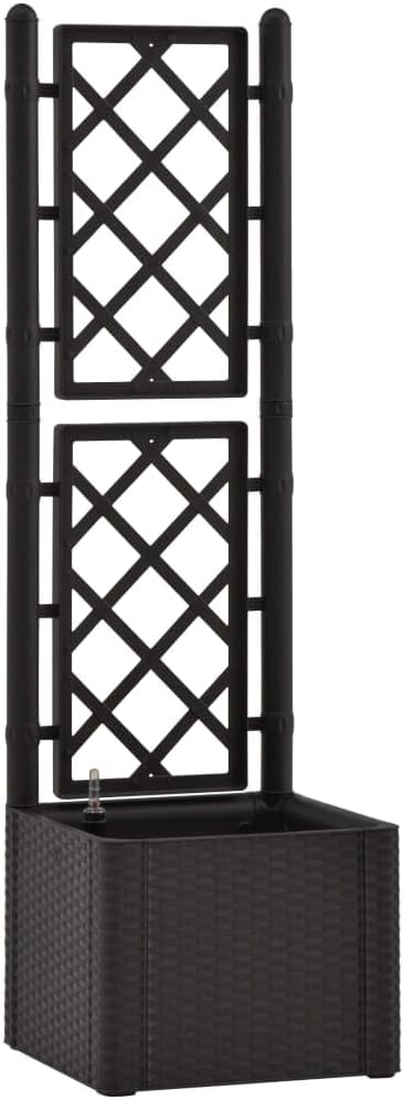 Garden Raised Bed with Trellis and Self Watering System Anthracite Outdoor Flower Pots Pots for Plants Planter Pots for Raised Garden Beds for Porch Plants Gardening Outdoor
