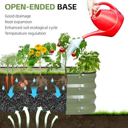 3-in-1 Modular Raised Garden Bed Kit - Adjustable Sizes (4x2x1ft, 3x3x1ft, 5x1x1ft) - Heavy-Duty Galvanized Steel Planter Box with Bracing Rods & Gloves for Vegetables, Fruits, Flowers (Green / 4×2×1FT)