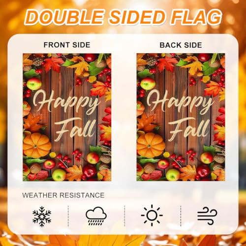 Happy Fall Autumn Leaves Garden Flag 12x18 Inch Double Sided (Happy Fall Harvest)