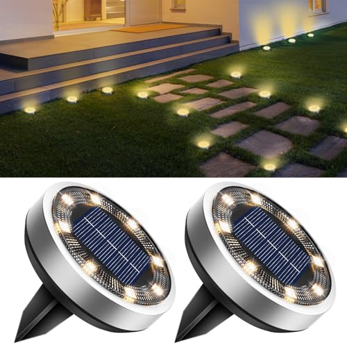 2 Pack Solar Lights Outdoor Waterproof (Warm White / 2 Pack)