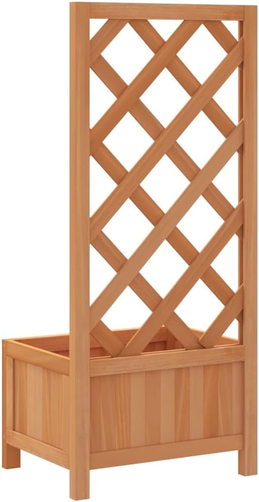 Planter with Trellis, Patio planters Raised Flower Bed Gardening Box Standing Planter Suitable for Nursery Courtyard Orchard Corridor Brown Solid Wood Fir