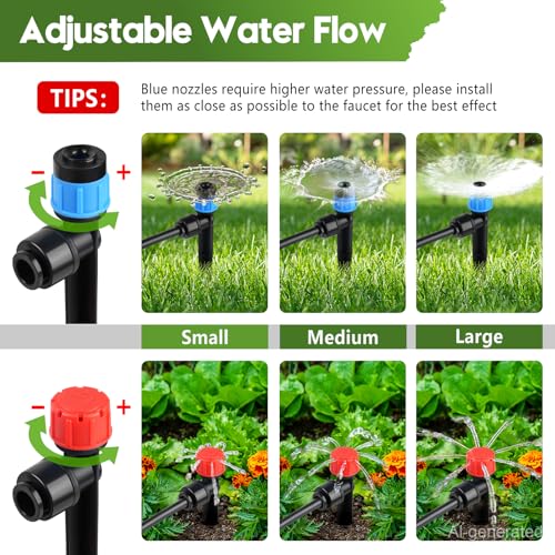 110FT Drip Irrigation System Kit (17FT Main tube+ 93FT 1/4'' tube)