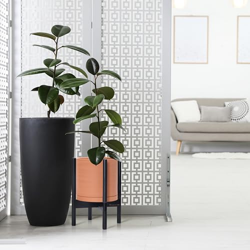 Terracotta Pot with Ebony Wood Stand (10 Inch / Terracotta Pot + Ebony Stand)