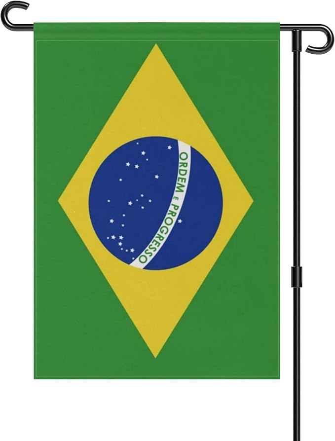 Brazil Garden Flag 12 x 18 Inch, Brazilian Yard Flag Double Sided Burlap Outdoor Decor for Porch, Lawn, Mailbox, National Celebrations