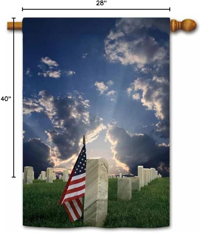 Memorial Day House Flag for Outdoor Grave Banner 28 x 40 Inch Print Both Sides
