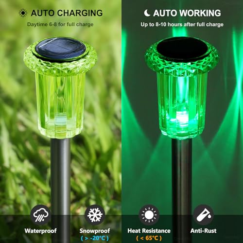 Solar Halloween Lights Outdoor Waterproof 10 Pack Halloween Decor (Green 10Pack)