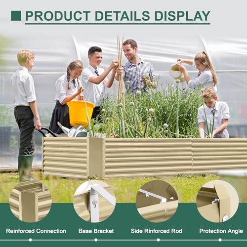 6x3x3ft Rectangular Galvanized Raised Garden Beds (6×3×3ft / Cream Yellow)