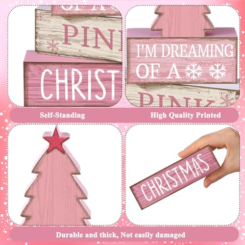 4 Pcs Pink Christmas Table Decor (Pink Christmas Tree)