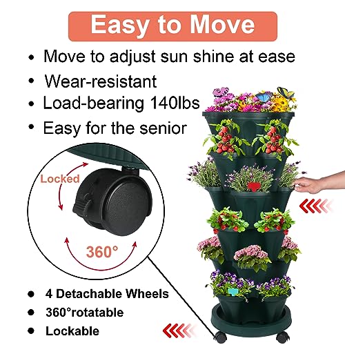 Vertical Planter Tower (Green / 6 Tier)