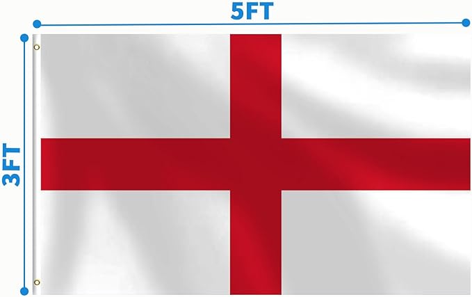 England Flag 3x5 FT Heavy Duty English Flag Double Stitched Vivid Color Fade Proof Outdoor Decor With Brass Grommets(England)