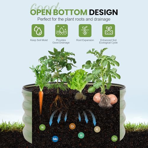 Round Raised Garden Bed Outdoor (Olive Green / 2x2x1 FT (2 Packs))