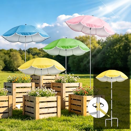 4 Pack Plant Umbrellas for Outdoor Plants (Yellow+Pink+Blue+Green)