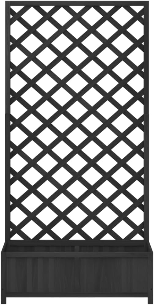 Planter with Trellis, Patio planters Standing Planter Gardening Box Raised Flower Bed Suitable for Nursery Orchard Courtyard Corridor Black Solid Wood Fir